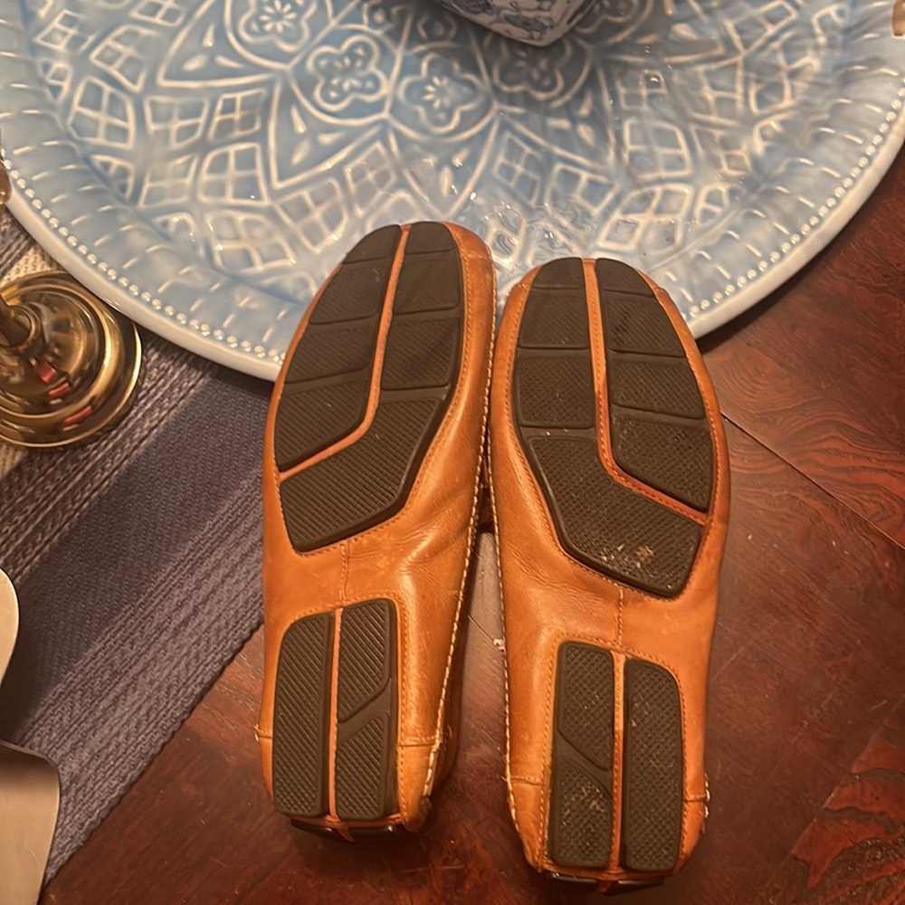 Clarks England cognac camel tan driving loafers shoes sz 7.5 leather - Picture 7 of 7